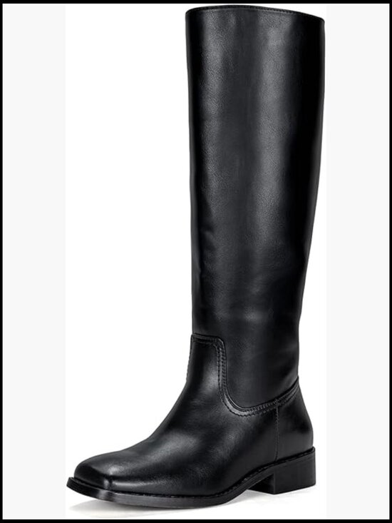 Shoes - Knee High Boots Low Heel Square Toe Riding Boots Side Zipper Tall Boots